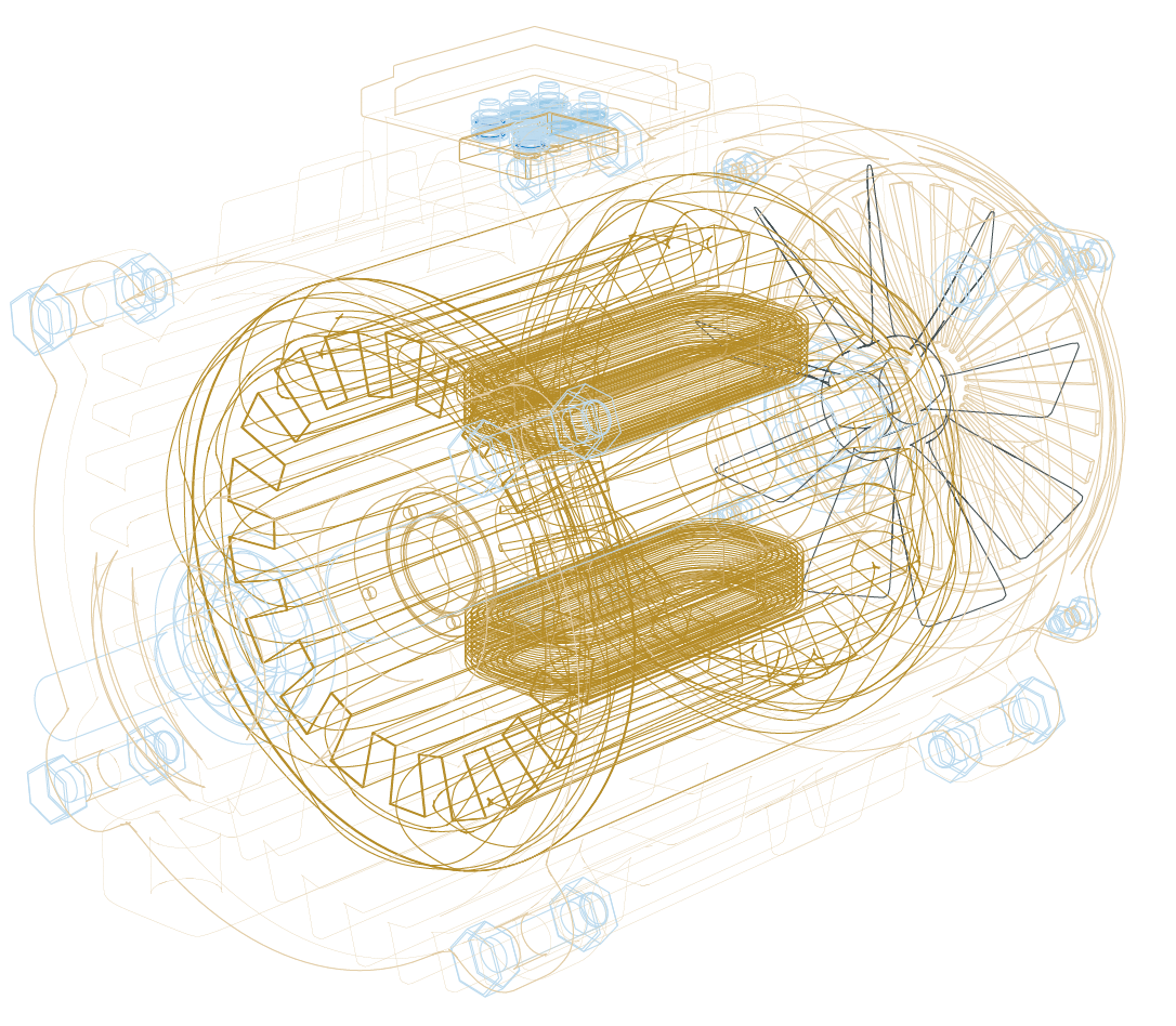 Wireframe illustration of a mechanical component